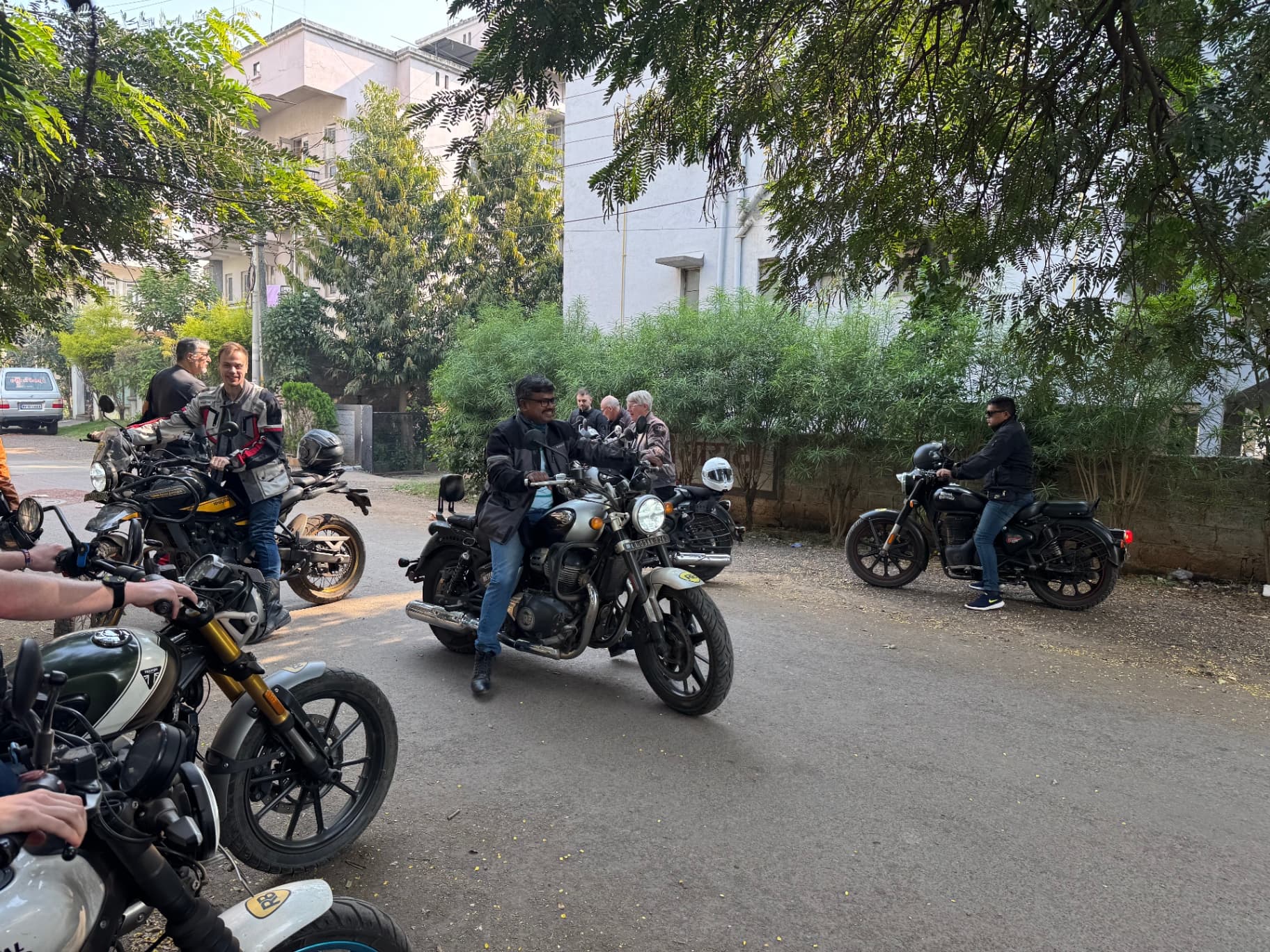 Morning Departure - Group gathering before hitting the mountain roads